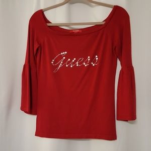 NWOT Red off the shoulder guess sweater